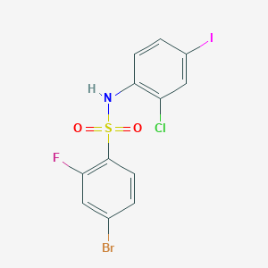 molecular formula C12H7BrClFINO2S B7978875 4-Bromo-N-(2-chloro-4-iodophenyl)-2-fluorobenzenesulfonamide 