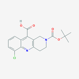 molecular formula C18H19ClN2O4 B7979190 2-(Tert-butoxycarbonyl)-6-chloro-1,2,3,4-tetrahydrobenzo[b]-1,6-naphthyridine-10-carboxylic acid 