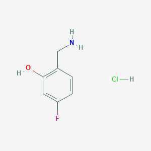 molecular formula C7H9ClFNO B7979344 2-(Aminomethyl)-5-fluorophenol hydrochloride 