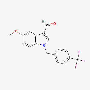 molecular formula C18H14F3NO2 B7979367 5-methoxy-1-[4-(trifluoromethyl)benzyl]-1H-indole-3-carbaldehyde 