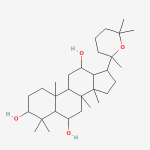 molecular formula C30H52O4 B7979428 4,4,8,10,14-pentamethyl-17-(2,6,6-trimethyloxan-2-yl)-2,3,5,6,7,9,11,12,13,15,16,17-dodecahydro-1H-cyclopenta[a]phenanthrene-3,6,12-triol 
