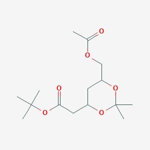 molecular formula C15H26O6 B7979430 (4R-Cis)-6-[(Acetyloxy) methyl]-2,2-Dimethyl-1,3-Dioxane-4-Acetic Acid,1,1-Diemthyethyl Ester 