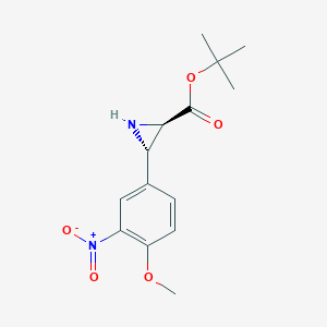 molecular formula C14H18N2O5 B7979503 3-(4-Methoxy-3-nitrophenyl)-aziridine-2-carboxylic acid tert-butyl ester 