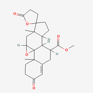molecular formula C24H30O6 B7979533 Methyl 2,15-dimethyl-5,5'-dioxospiro[18-oxapentacyclo[8.8.0.01,17.02,7.011,15]octadec-6-ene-14,2'-oxolane]-9-carboxylate 