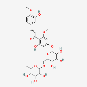 molecular formula C29H36O15 B7979548 3-(3-Hydroxy-4-methoxyphenyl)-1-[2-hydroxy-6-methoxy-4-[3,4,5-trihydroxy-6-[(3,4,5-trihydroxy-6-methyloxan-2-yl)oxymethyl]oxan-2-yl]oxyphenyl]prop-2-en-1-one 