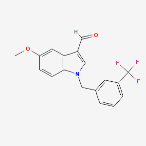 molecular formula C18H14F3NO2 B7979638 5-methoxy-1-[3-(trifluoromethyl)benzyl]-1H-indole-3-carbaldehyde 