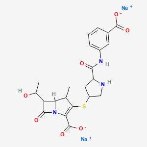 molecular formula C22H23N3Na2O7S B7979668 Disodium;3-[5-[(3-carboxylatophenyl)carbamoyl]pyrrolidin-3-yl]sulfanyl-6-(1-hydroxyethyl)-4-methyl-7-oxo-1-azabicyclo[3.2.0]hept-2-ene-2-carboxylate 