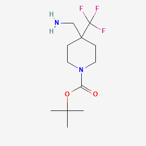molecular formula C12H21F3N2O2 B7979669 4-Aminomethyl-4-trifluoromethyl-piperidine-1-carboxylic acid tert-butyl ester CAS No. 1211578-36-7