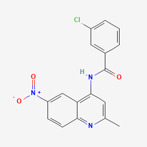 molecular formula C17H12ClN3O3 B7979801 3-chloro-N-(2-methyl-6-nitro-4-quinolinyl)benzamide 