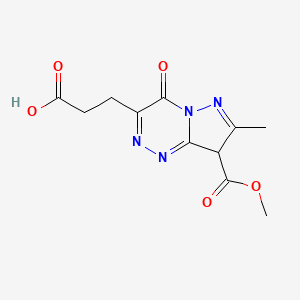 molecular formula C11H12N4O5 B7979810 3-(8-methoxycarbonyl-7-methyl-4-oxo-8H-pyrazolo[5,1-c][1,2,4]triazin-3-yl)propanoic acid 