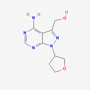 molecular formula C10H13N5O2 B7980014 (4-Amino-1-(tetrahydrofuran-3-yl)-1H-pyrazolo[3,4-d]pyrimidin-3-yl)methanol 