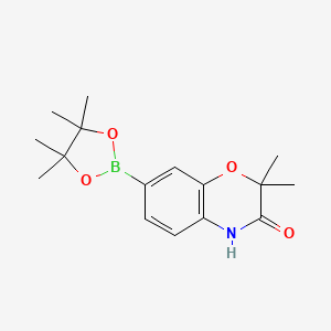 molecular formula C16H22BNO4 B7980035 2,2-dimethyl-7-(4,4,5,5-tetramethyl-1,3,2-dioxaborolan-2-yl)-2H-benzo[b][1,4]oxazin-3(4H)-one 