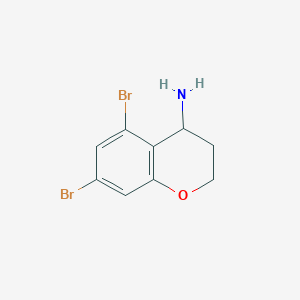 molecular formula C9H9Br2NO B7980078 5,7-Dibromochroman-4-amine 