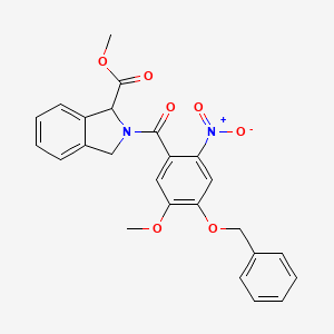 molecular formula C25H22N2O7 B7980238 Methyl 2-(4-(benzyloxy)-5-methoxy-2-nitrobenzoyl)isoindoline-1-carboxylate 