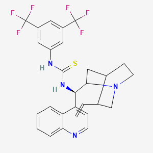 molecular formula C28H26F6N4S B7980428 1-(3,5-Bis(trifluoromethyl)phenyl)-3-((1R)-quinolin-4-yl(5-vinylquinuclidin-2-yl)methyl)thiourea 
