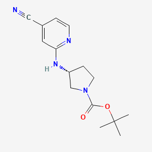 molecular formula C15H20N4O2 B7980536 (R)-3-(4-Cyano-pyridin-2-ylamino)-pyrrolidine-1-carboxylic acid tert-butyl ester 