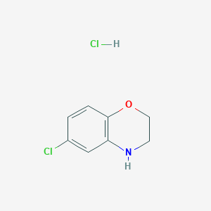 molecular formula C8H9Cl2NO B7980630 6-Chloro-3,4-dihydro-2H-benzo[b][1,4]oxazine hydrochloride 