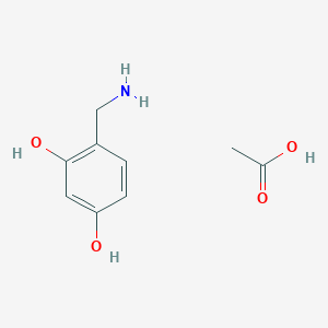 molecular formula C9H13NO4 B7980755 4-(Aminomethyl)benzene-1,3-diol acetate salt 