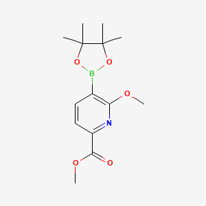 molecular formula C14H20BNO5 B7980816 Methyl 6-methoxy-5-(4,4,5,5-tetramethyl-1,3,2-dioxaborolan-2-yl)picolinate 