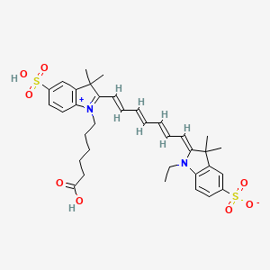 molecular formula C35H42N2O8S2 B7980988 2-(7-(1-(5-Carboxypentyl)-3,3-dimethyl-5-sulfoindolin-2-ylidene)hepta-1,3,5-trien-1-yl)-1-ethyl-3,3-dimethyl-3H-indol-1-ium-5-sulfonate 