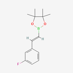 molecular formula C14H18BFO2 B7981073 (E)-2-(3-氟苯乙烯基)-4,4,5,5-四甲基-1,3,2-二氧杂硼环丁烷 