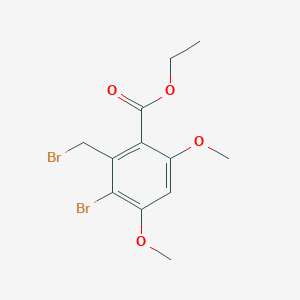 molecular formula C12H14Br2O4 B7981108 Ethyl 3-bromo-2-(bromomethyl)-4,6-dimethoxybenzoate 