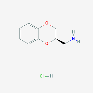 molecular formula C9H12ClNO2 B7981362 (R)-(2,3-Dihydrobenzo[b][1,4]dioxin-2-yl)methanamine hydrochloride 