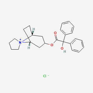 molecular formula C25H30ClNO3 B7981379 (1R,5S)-3-(2-hydroxy-2,2-diphenylacetoxy)spiro[bicyclo[3.2.1]octane-8,1'-pyrrolidin]-8-ium chloride 