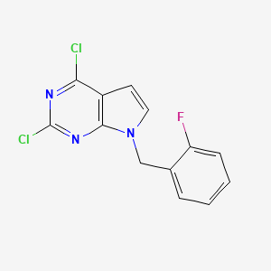 molecular formula C13H8Cl2FN3 B7981627 2,4-Dichloro-7-(2-fluorobenzyl)-7H-pyrrolo[2,3-d]pyrimidine 