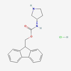 molecular formula C19H21ClN2O2 B7981655 (S)-(9H-Fluoren-9-yl)methyl pyrrolidin-3-ylcarbamate hydrochloride 