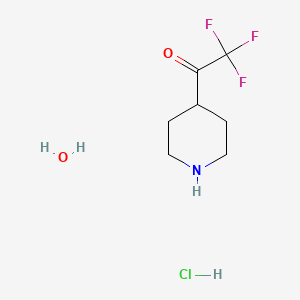 molecular formula C7H13ClF3NO2 B7981696 2,2,2-Trifluoro-1-piperidin-4-yl-ethanone hydrochloride monohydrate 