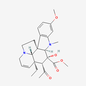 molecular formula C25H32N2O5 B7981756 Aspidospermidine-3-carboxylic acid,4-(acetyloxy)-6,7-didehydro-3-hydroxy-16-methoxy-1-methyl-, methylester, (2b,3b,4b,5a,12R,19a)- 