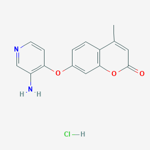 molecular formula C15H13ClN2O3 B7981814 7-((3-aminopyridin-4-yl)oxy)-4-methyl-2H-chromen-2-one hydrochloride 