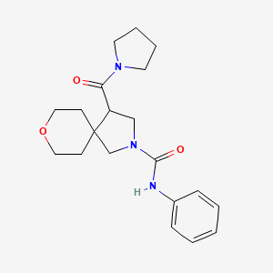 molecular formula C20H27N3O3 B7981819 N-phenyl-4-(1-pyrrolidinylcarbonyl)-8-oxa-2-azaspiro[4.5]decane-2-carboxamide 