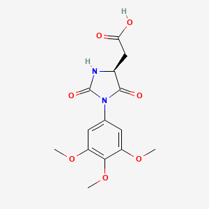 molecular formula C14H16N2O7 B7981827 (S)-2-(2,5-dioxo-1-(3,4,5-trimethoxyphenyl)imidazolidin-4-yl)acetic acid 