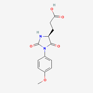 molecular formula C13H14N2O5 B7981837 (S)-3-(1-(4-methoxyphenyl)-2,5-dioxoimidazolidin-4-yl)propanoic acid 