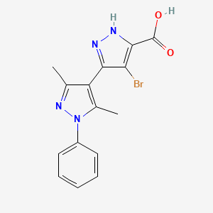molecular formula C15H13BrN4O2 B7981842 4-bromo-3',5'-dimethyl-1'-phenyl-1H,1'H-3,4'-bipyrazole-5-carboxylic acid 