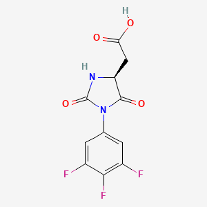 molecular formula C11H7F3N2O4 B7981881 (S)-2-(2,5-dioxo-1-(3,4,5-trifluorophenyl)imidazolidin-4-yl)acetic acid 