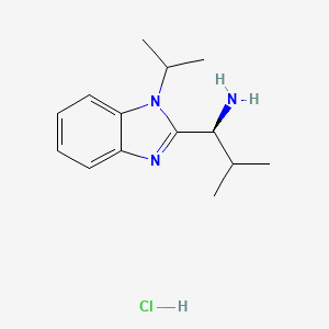 molecular formula C14H22ClN3 B7981907 (S)-1-(1-isopropyl-1H-benzo[d]imidazol-2-yl)-2-methylpropan-1-amine hydrochloride 