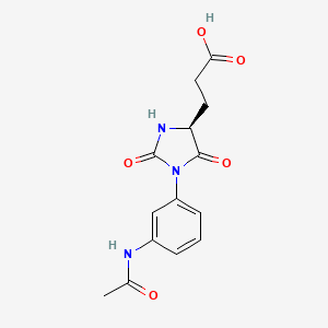 molecular formula C14H15N3O5 B7981914 (S)-3-(1-(3-acetamidophenyl)-2,5-dioxoimidazolidin-4-yl)propanoic acid 