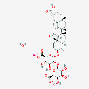 molecular formula C42H62K2O17 B7982000 dipotassium;(2S,3S,4S,5R,6R)-6-[(2S,3R,4S,5S,6S)-2-[[(3S,4aR,6aR,6bS,8aS,11S,12aR,14aR,14bS)-11-carboxy-4,4,6a,6b,8a,11,14b-heptamethyl-14-oxo-2,3,4a,5,6,7,8,9,10,12,12a,14a-dodecahydro-1H-picen-3-yl]oxy]-6-carboxylato-4,5-dihydroxyoxan-3-yl]oxy-3,4,5-trihydroxyoxane-2-carboxylate;hydrate 