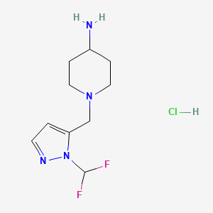 molecular formula C10H17ClF2N4 B7982044 1-{[1-(Difluoromethyl)-1H-pyrazol-5-yl]methyl}piperidin-4-amine hydrochloride 