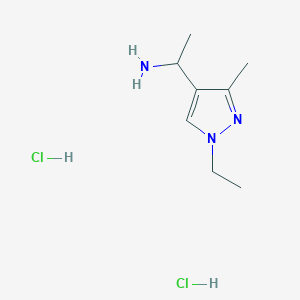 molecular formula C8H17Cl2N3 B7982057 1-(1-Ethyl-3-methyl-1H-pyrazol-4-yl)ethanamine dihydrochloride 