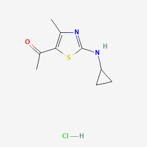 molecular formula C9H13ClN2OS B7982063 1-[2-(Cyclopropylamino)-4-methyl-1,3-thiazol-5-yl]ethanone;hydrochloride 