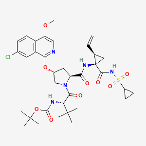 molecular formula C35H46ClN5O9S B7982142 tert-butyl N-[(2S)-1-[(2S,4R)-4-(7-chloro-4-methoxyisoquinolin-1-yl)oxy-2-[[(1R,2R)-1-(cyclopropylsulfonylcarbamoyl)-2-ethenylcyclopropyl]carbamoyl]pyrrolidin-1-yl]-3,3-dimethyl-1-oxobutan-2-yl]carbamate 