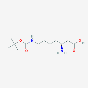 molecular formula C12H24N2O4 B7982151 (S)-3-Amino-7-((tert-butoxycarbonyl)amino)heptanoic acid 