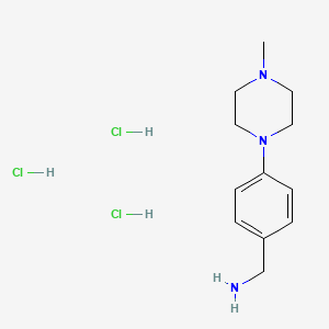 molecular formula C12H22Cl3N3 B7982184 1-[4-(4-Methylpiperazin-1-YL)phenyl]methanamine trihydrochloride 