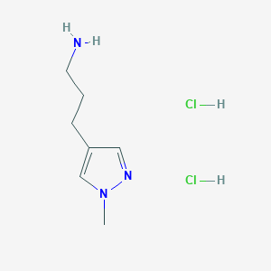 molecular formula C7H15Cl2N3 B7982197 3-(1-Methyl-1H-pyrazol-4-yl)propan-1-amine dihydrochloride 