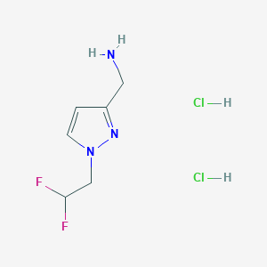 molecular formula C6H11Cl2F2N3 B7982222 [1-(2,2-Difluoroethyl)-1H-pyrazol-3-yl]methylamine dihydrochloride 