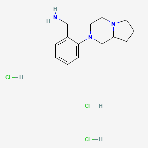 molecular formula C14H24Cl3N3 B7982232 1-(2-Hexahydropyrrolo[1,2-a]pyrazin-2(1H)-ylphenyl)methanamine trihydrochloride 